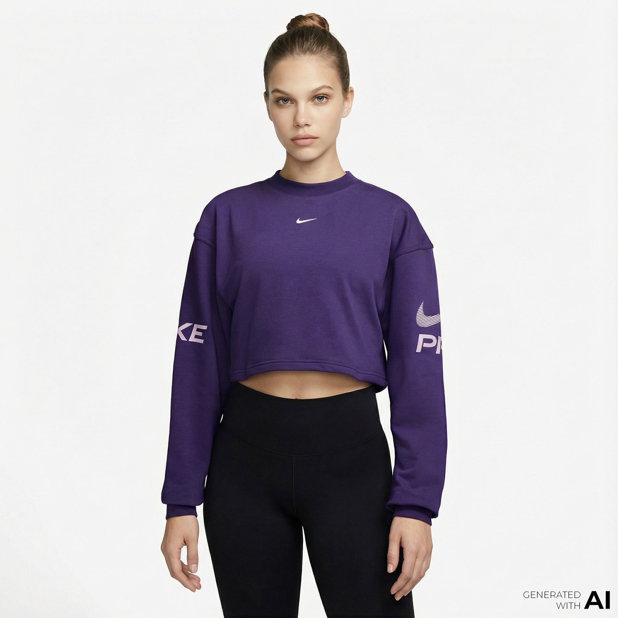 Nike Pro Dri-Fit Fleece Kadın Mor Sweatshirt