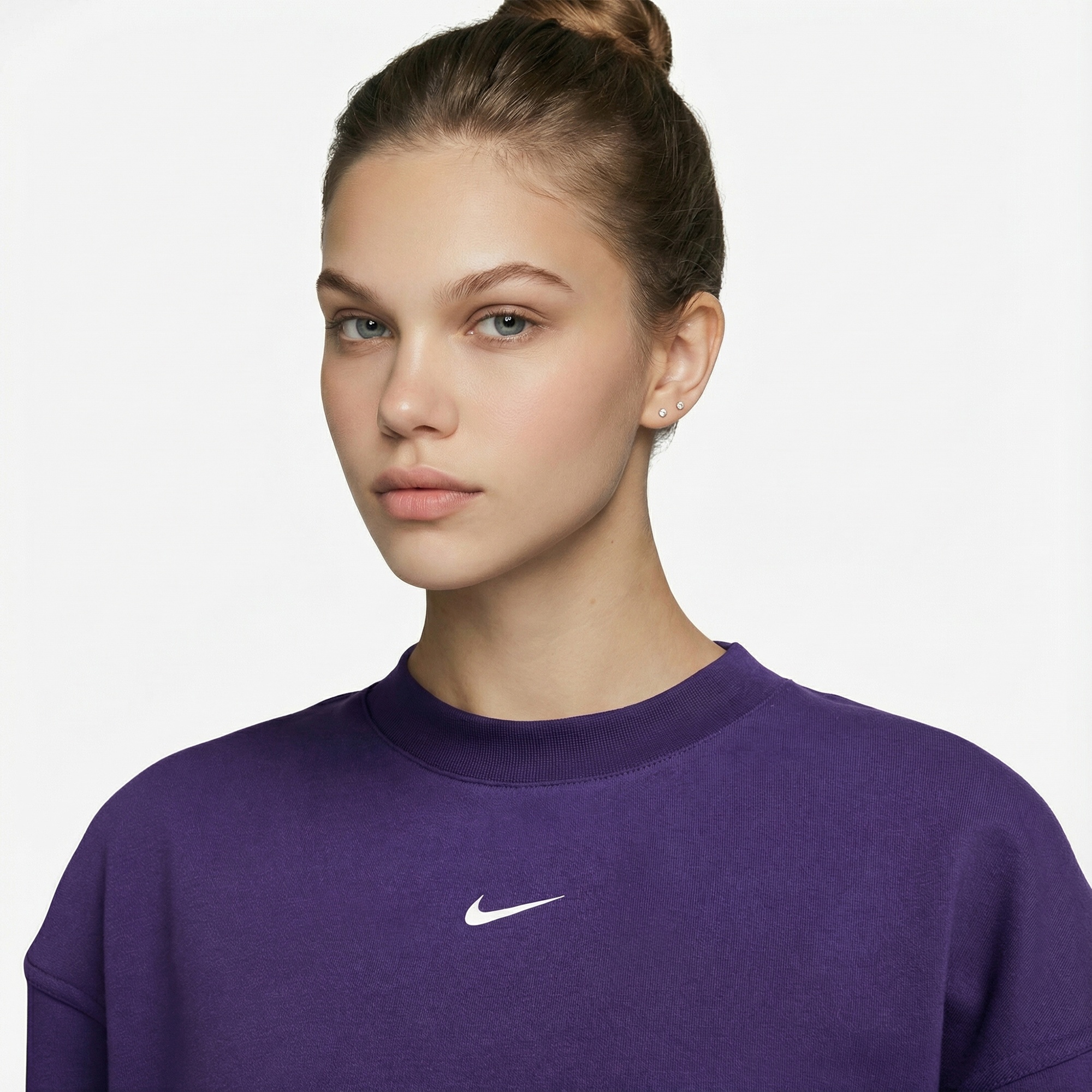 Nike Pro Dri-Fit Fleece Kadın Mor Sweatshirt