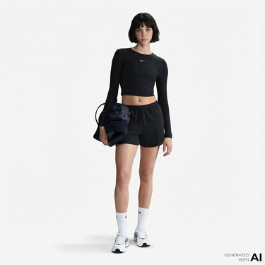  Nike Sportswear Chill Knit Kadın Siyah T-Shirt