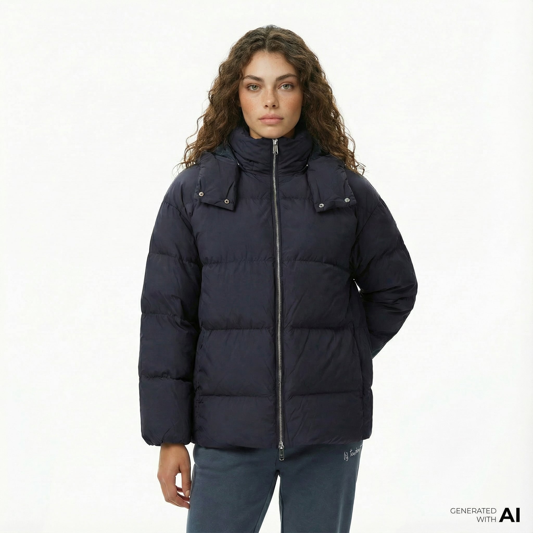  Converse Kadın Kapüşonlu Siyah Şişme Mont