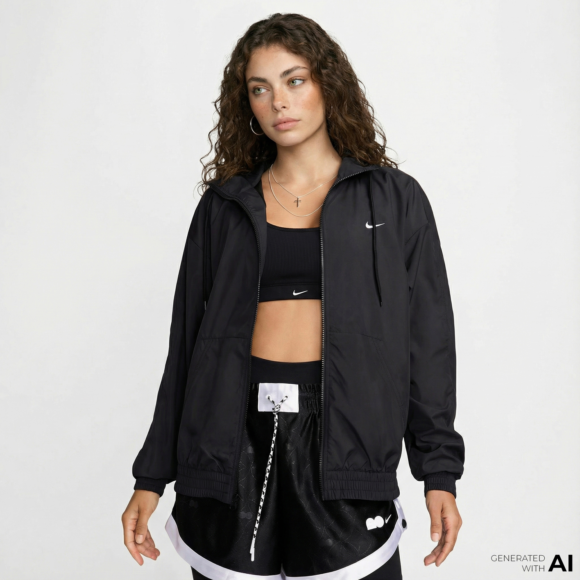  Nike Sportswear Classic Woven Kadın Siyah Ceket