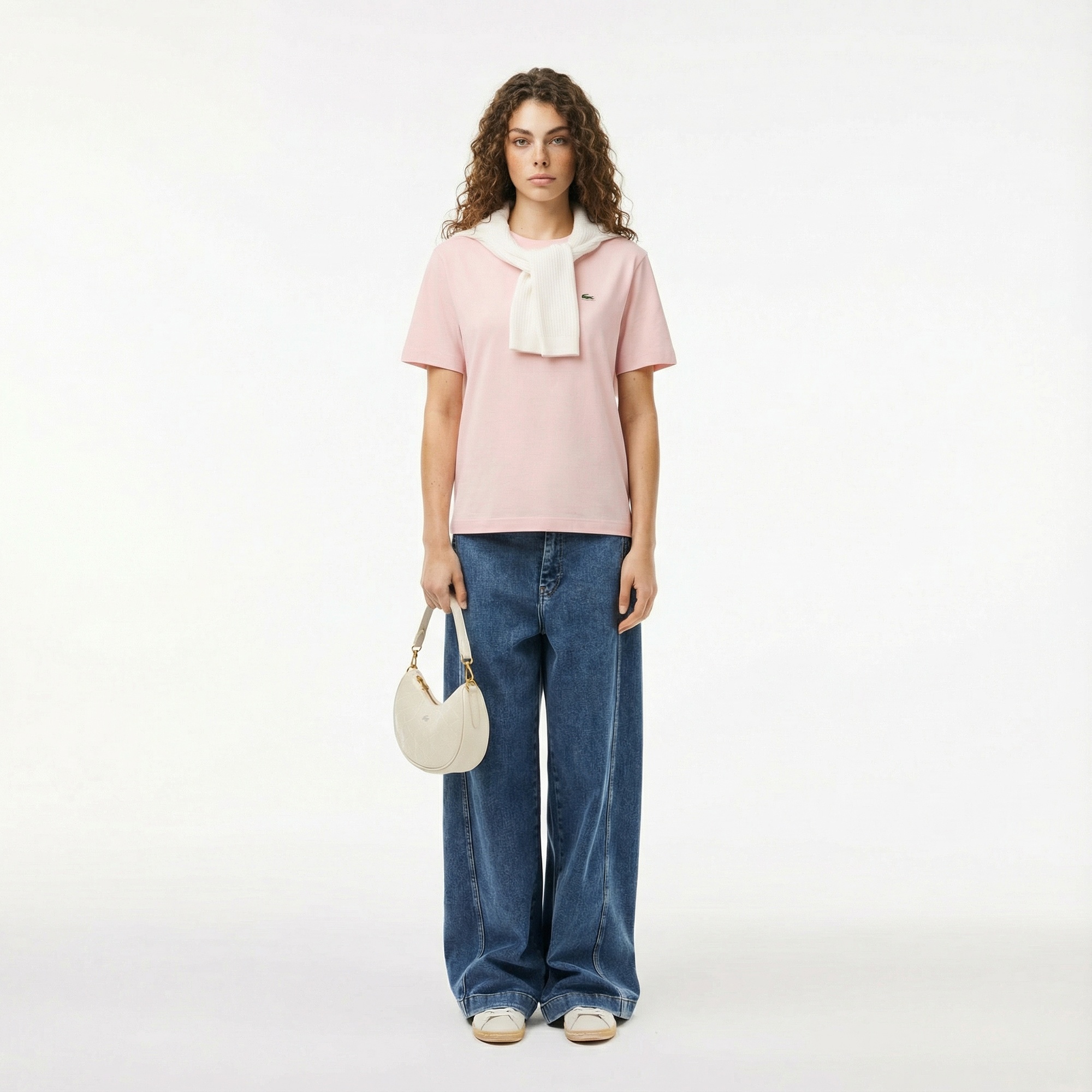 Lacoste Kadın Relaxed Fit Bisiklet Yaka Pembe T-Shirt