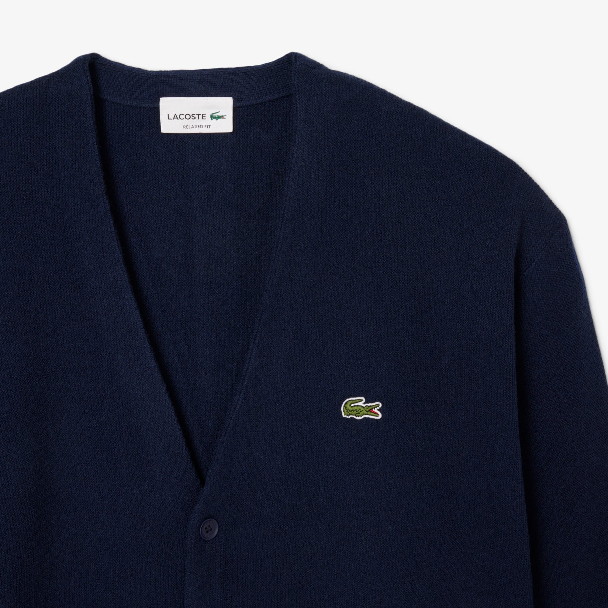Lacoste Erkek Relaxed Fit V Yaka Lacivert Hırka