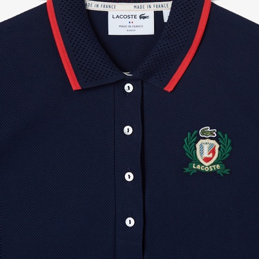  Lacoste Kadın Slim Fit Renk Bloklu Lacivert Polo