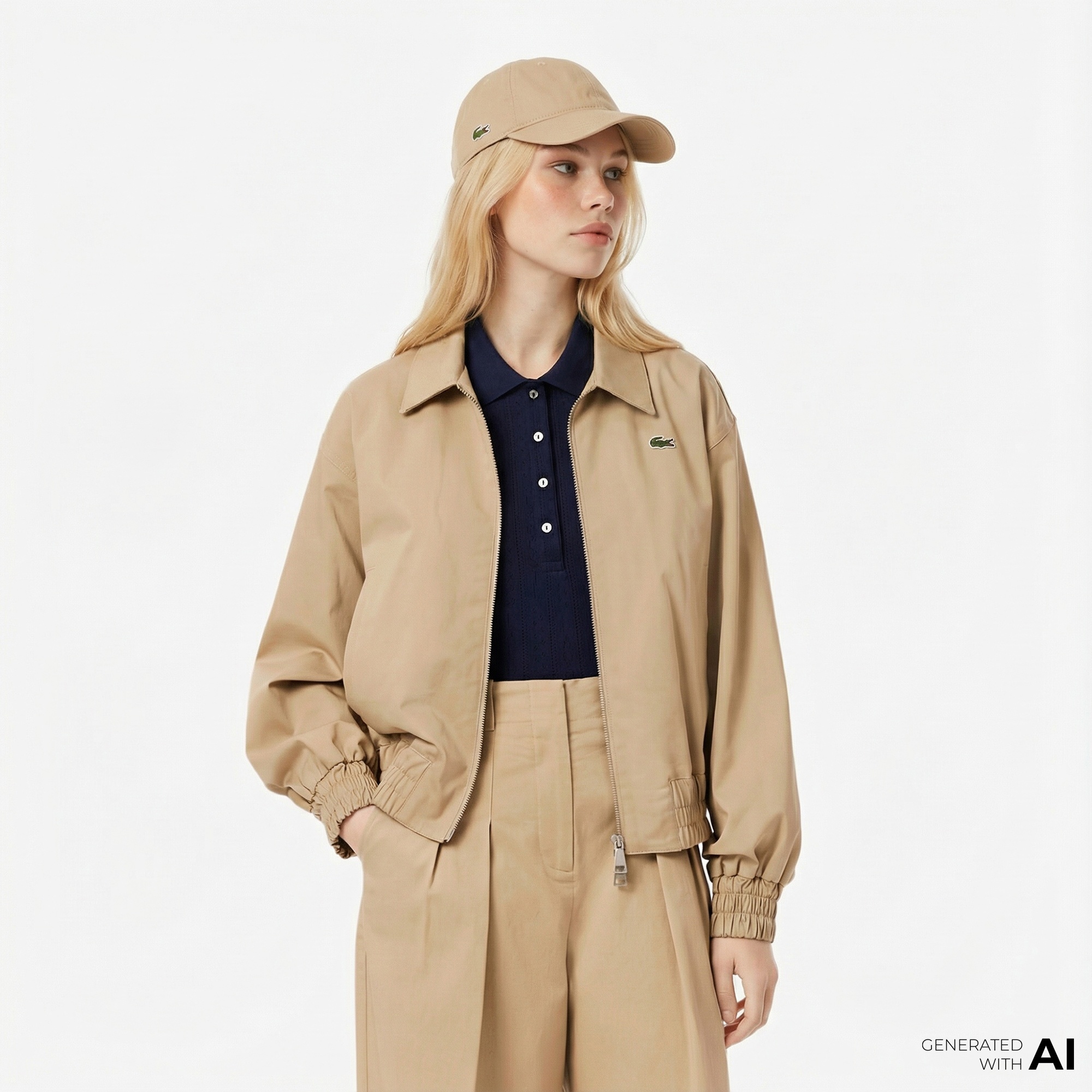 Lacoste Kadın Relaxed Fit Bej Ceket