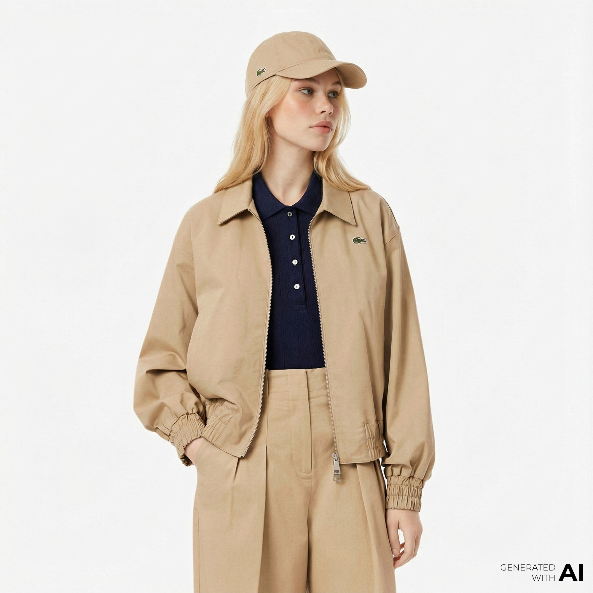  Lacoste Kadın Relaxed Fit Bej Ceket