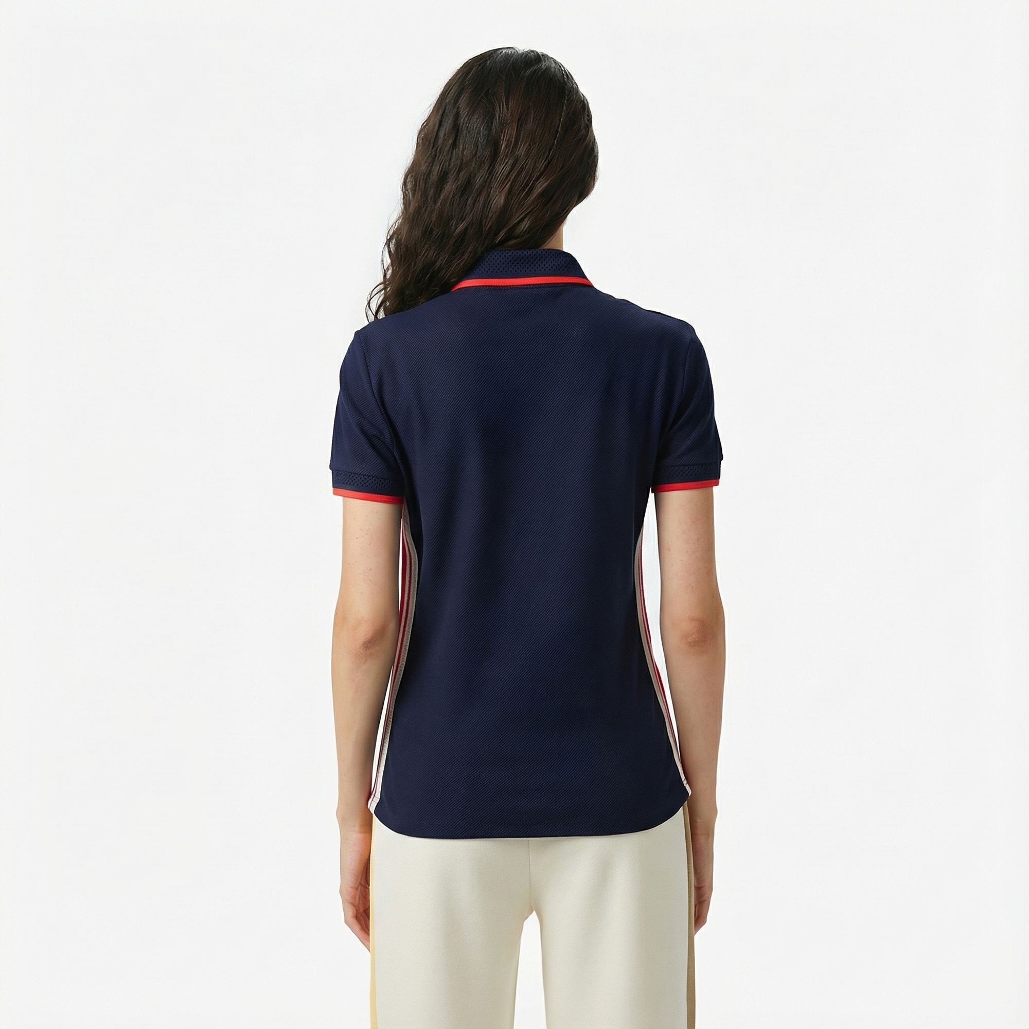 Lacoste Kadın Slim Fit Renk Bloklu Lacivert Polo