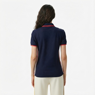  Lacoste Kadın Slim Fit Renk Bloklu Lacivert Polo