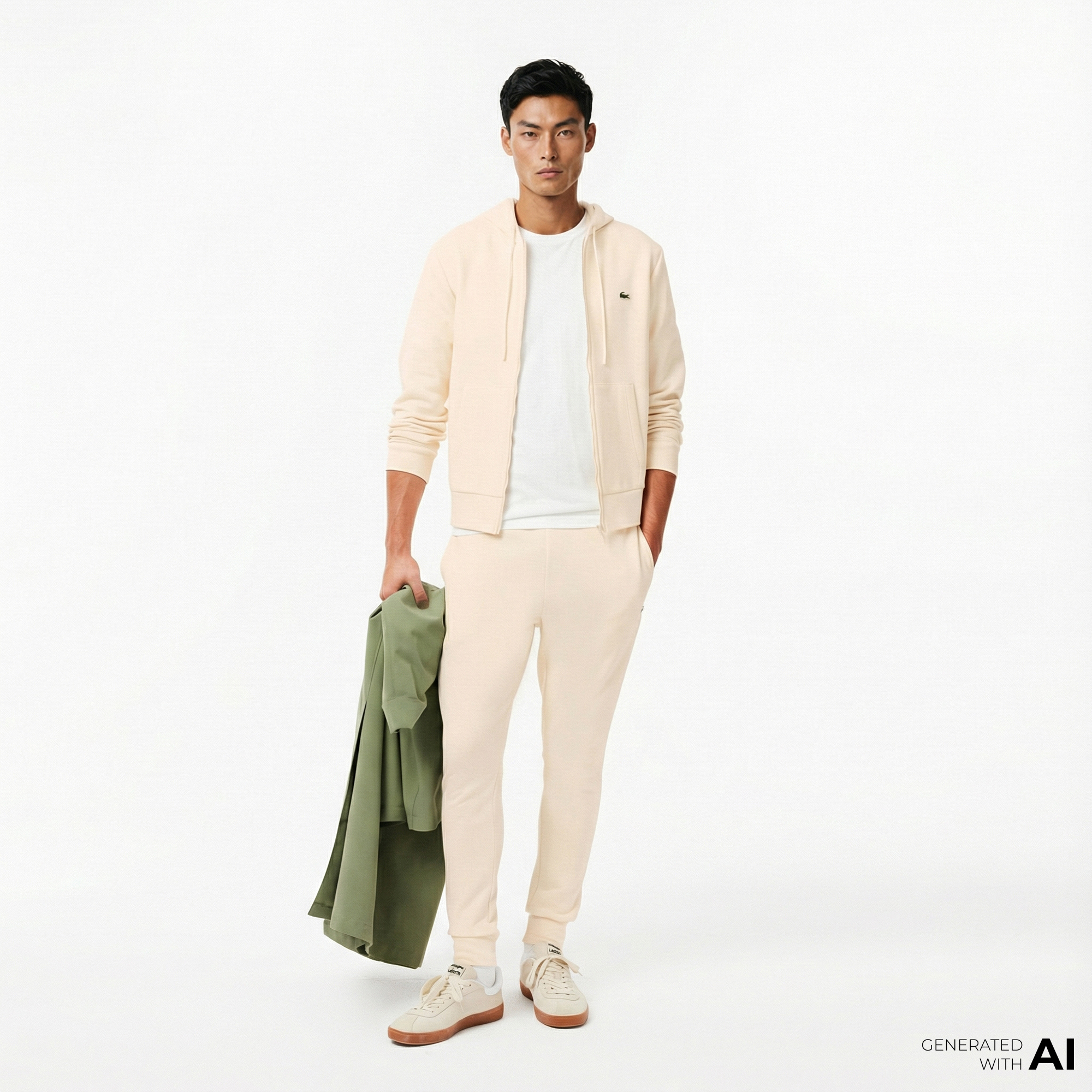  Lacoste Erkek Slim Fit Krem Eşofman Altı