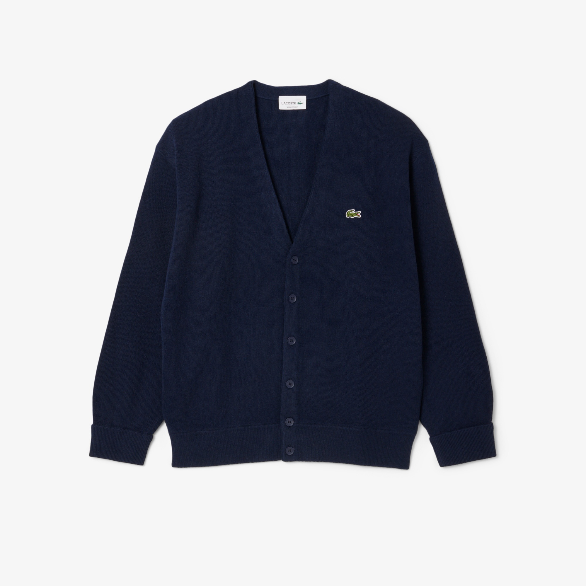 Lacoste Erkek Relaxed Fit V Yaka Lacivert Hırka