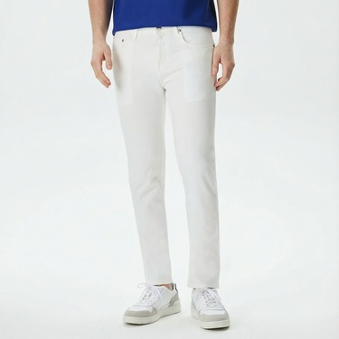  Lacoste Erkek Slim Fit Beyaz Jean Pantolon