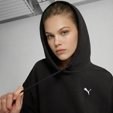  Puma Wardrobe Essential Cropped  Kadın Siyah Sweatshirt