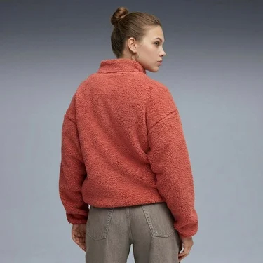  Puma Essential Elevated Half-Zip Crew Kadın Kırmızı Sweatshirt