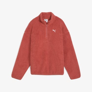  Puma Essential Elevated Half-Zip Crew Kadın Kırmızı Sweatshirt