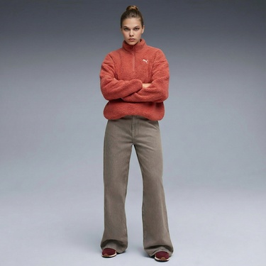  Puma Essential Elevated Half-Zip Crew Kadın Kırmızı Sweatshirt