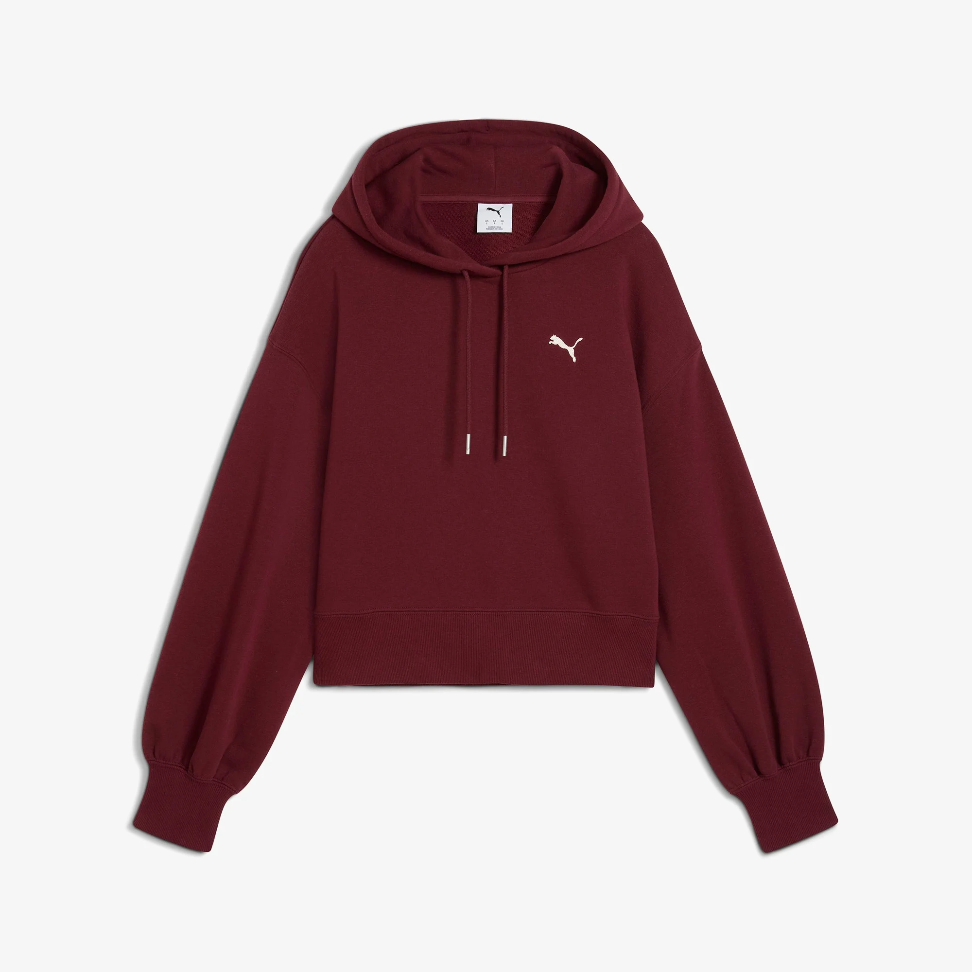 Puma Wardrobe Essential Relaxed Cropped  Kadın Bordo Sweatshirt