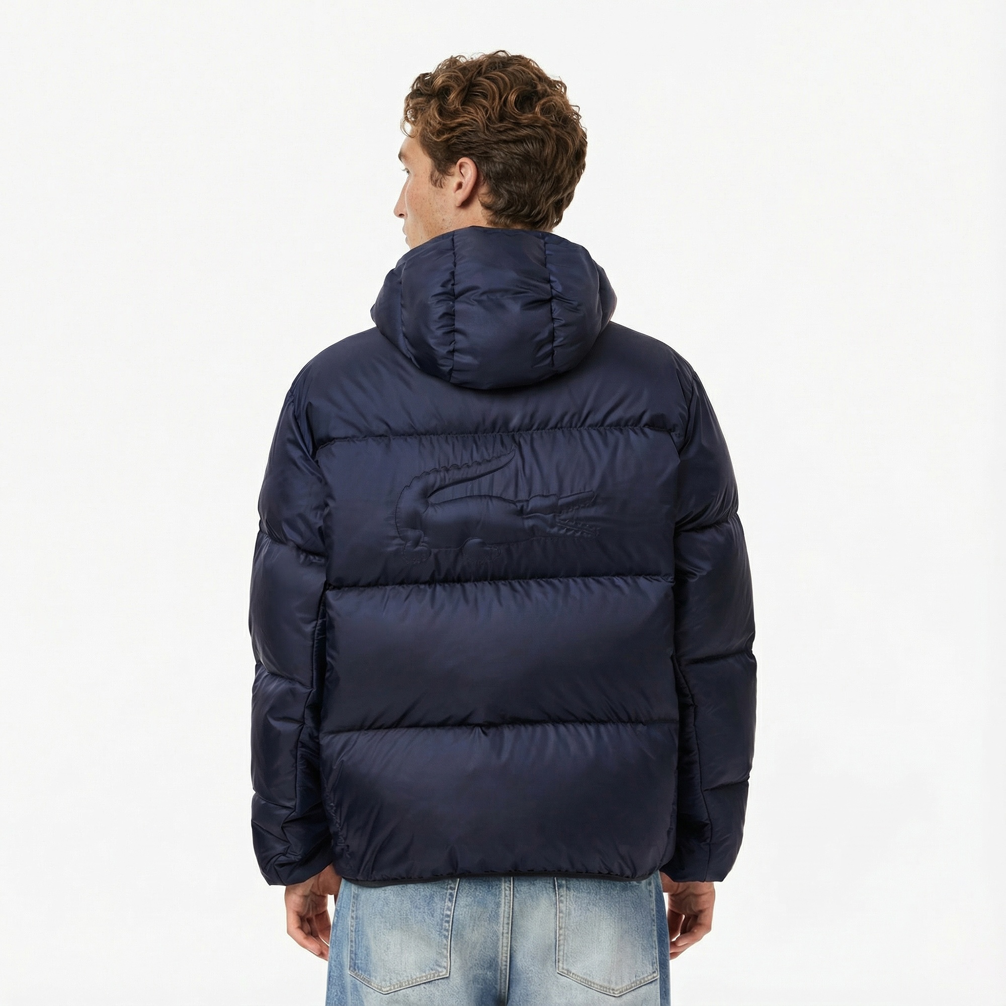 Lacoste Erkek Relaxed Fit Kapüşonlu Lacivert Şişme Mont