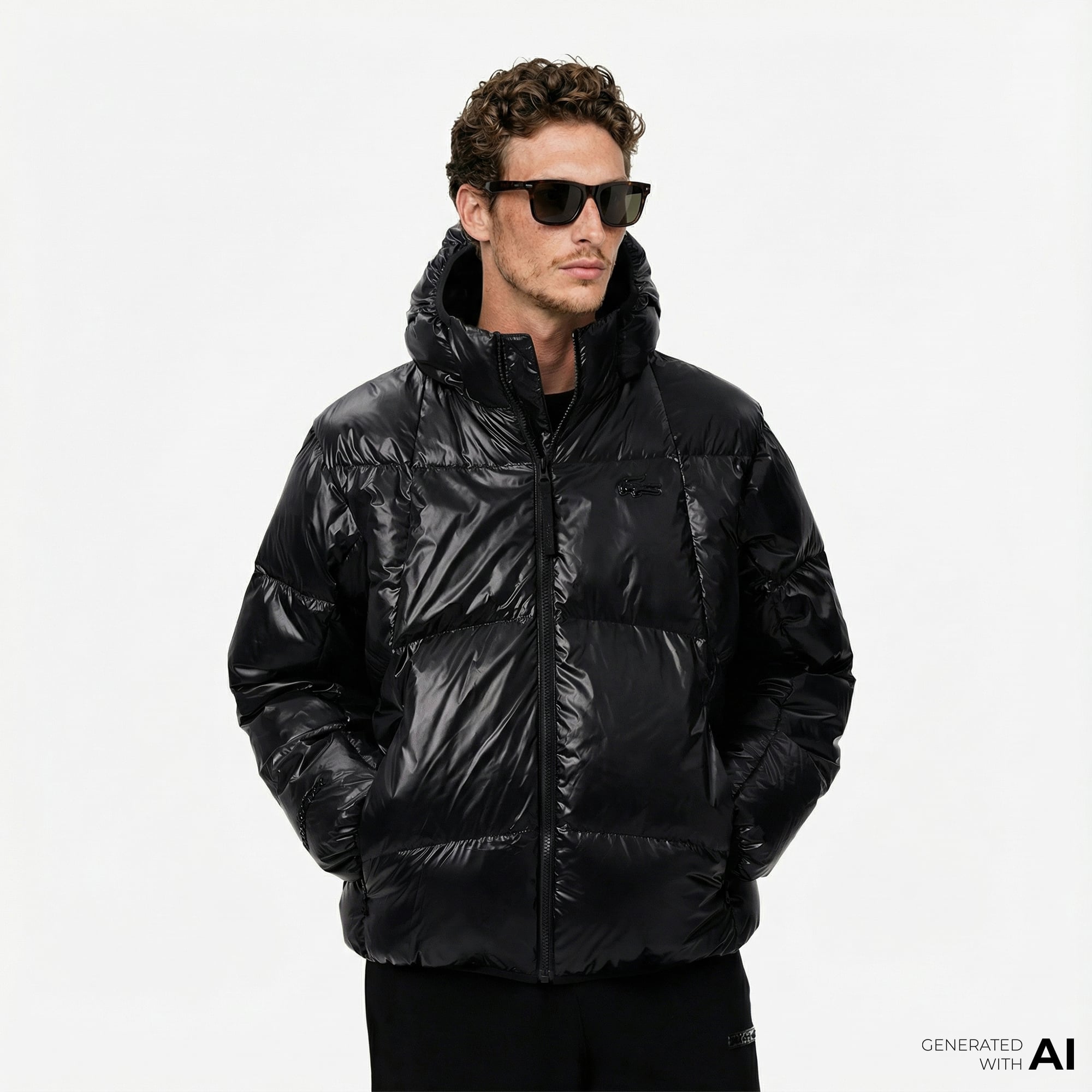  Lacoste Erkek Relaxed Fit Kapüşonlu Siyah Mont