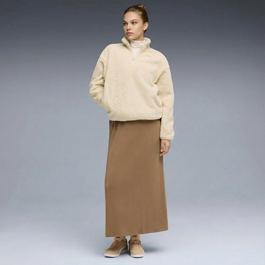  Puma Essential Elevated Half-Zip Crew Kadın Krem Rengi Sweatshirt