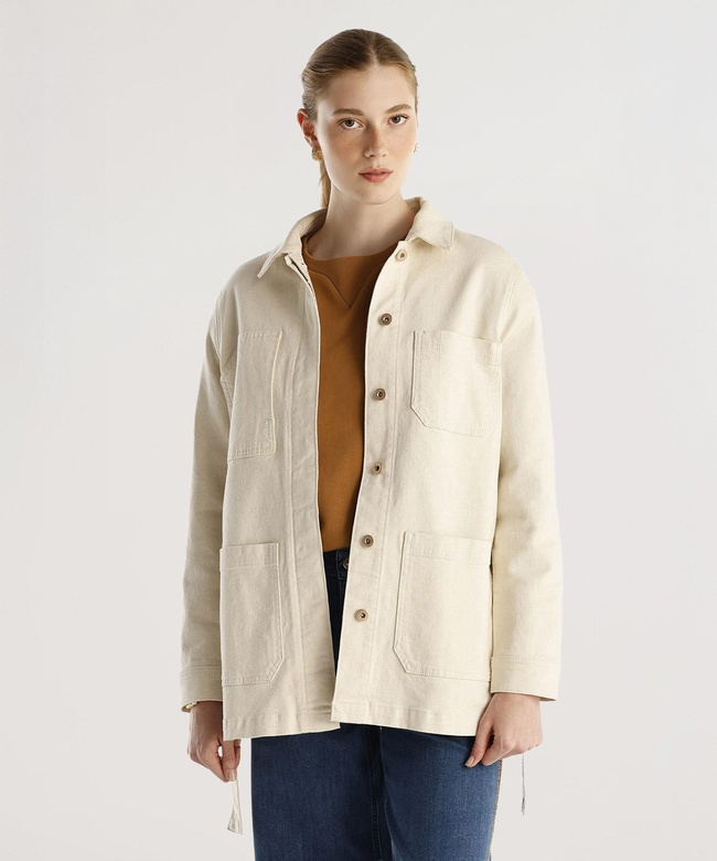  YARGICI Cep Detaylı Kemerli Denim Pardösü