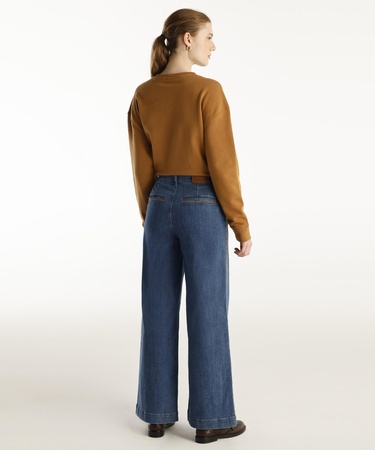  YARGICI Nakış Detaylı Yüksek Bel Geniş Paça Pantolon