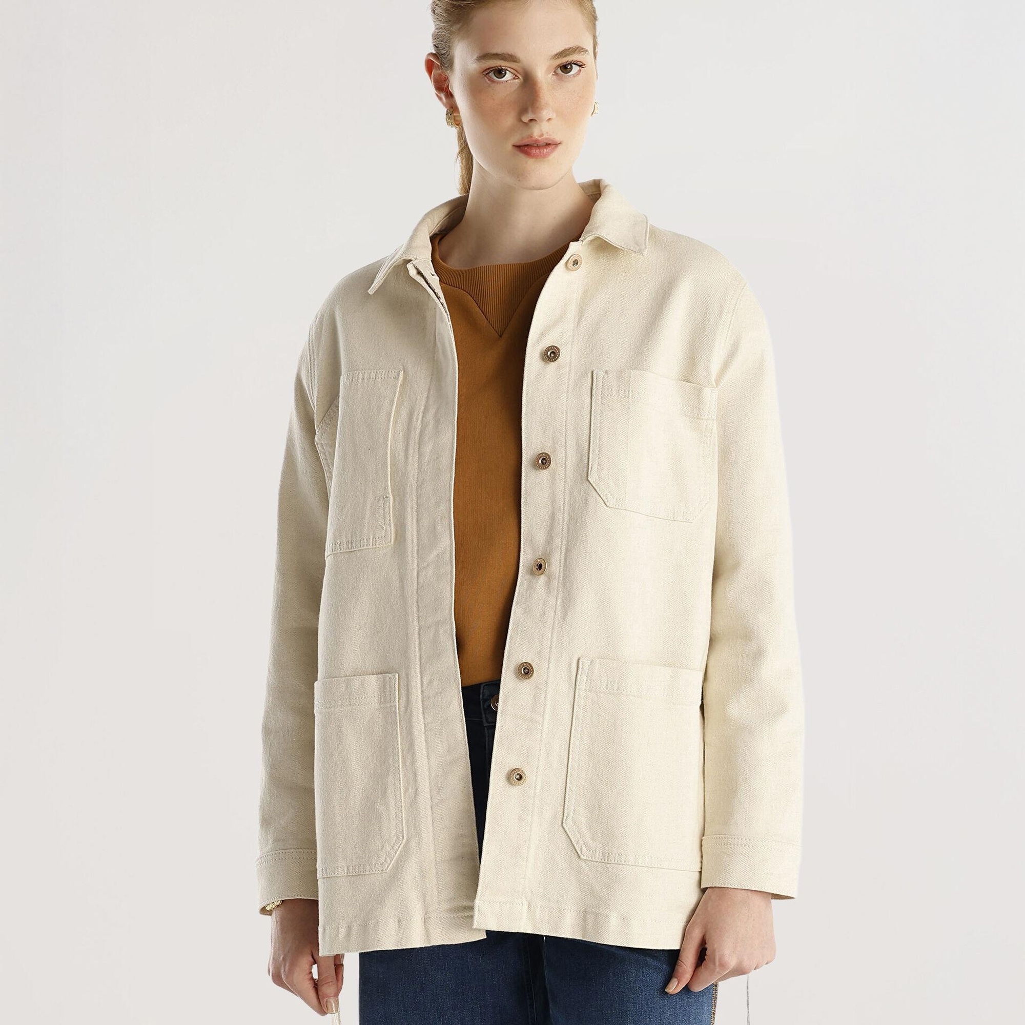 YARGICI Cep Detaylı Kemerli Denim Pardösü