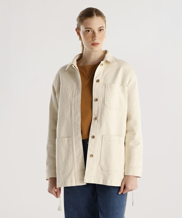  YARGICI Cep Detaylı Kemerli Denim Pardösü