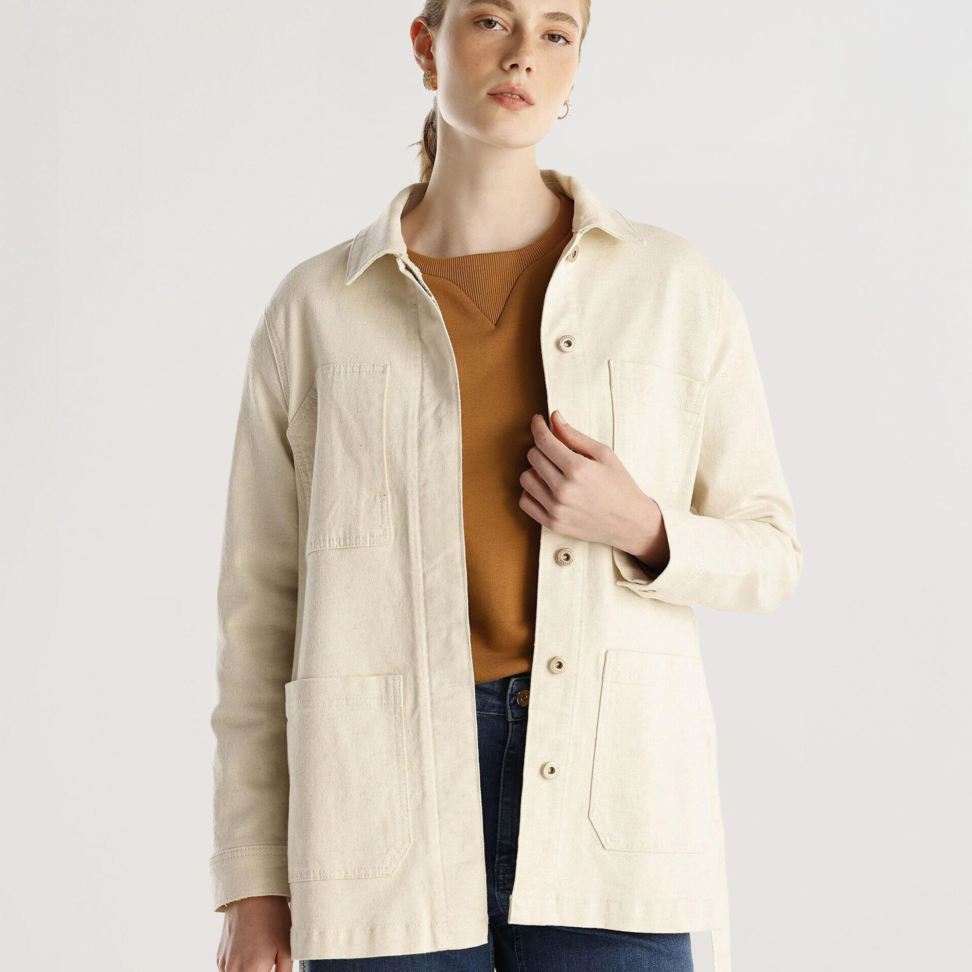 YARGICI Cep Detaylı Kemerli Denim Pardösü