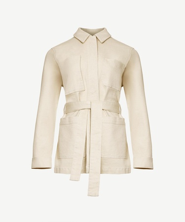  YARGICI Cep Detaylı Kemerli Denim Pardösü