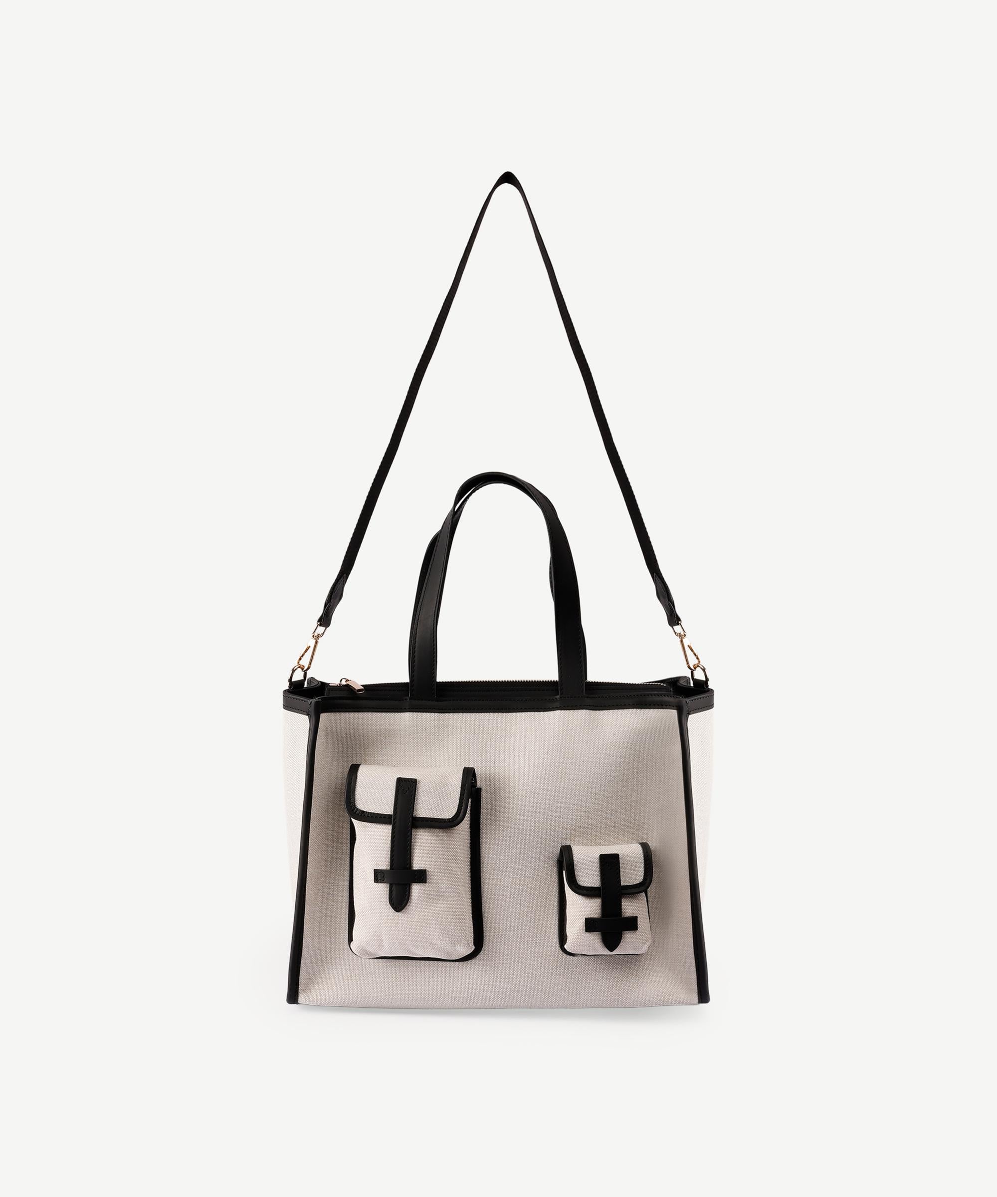  YARGICI Cep Detaylı Deri Garnili Canvas Omuz Çantası