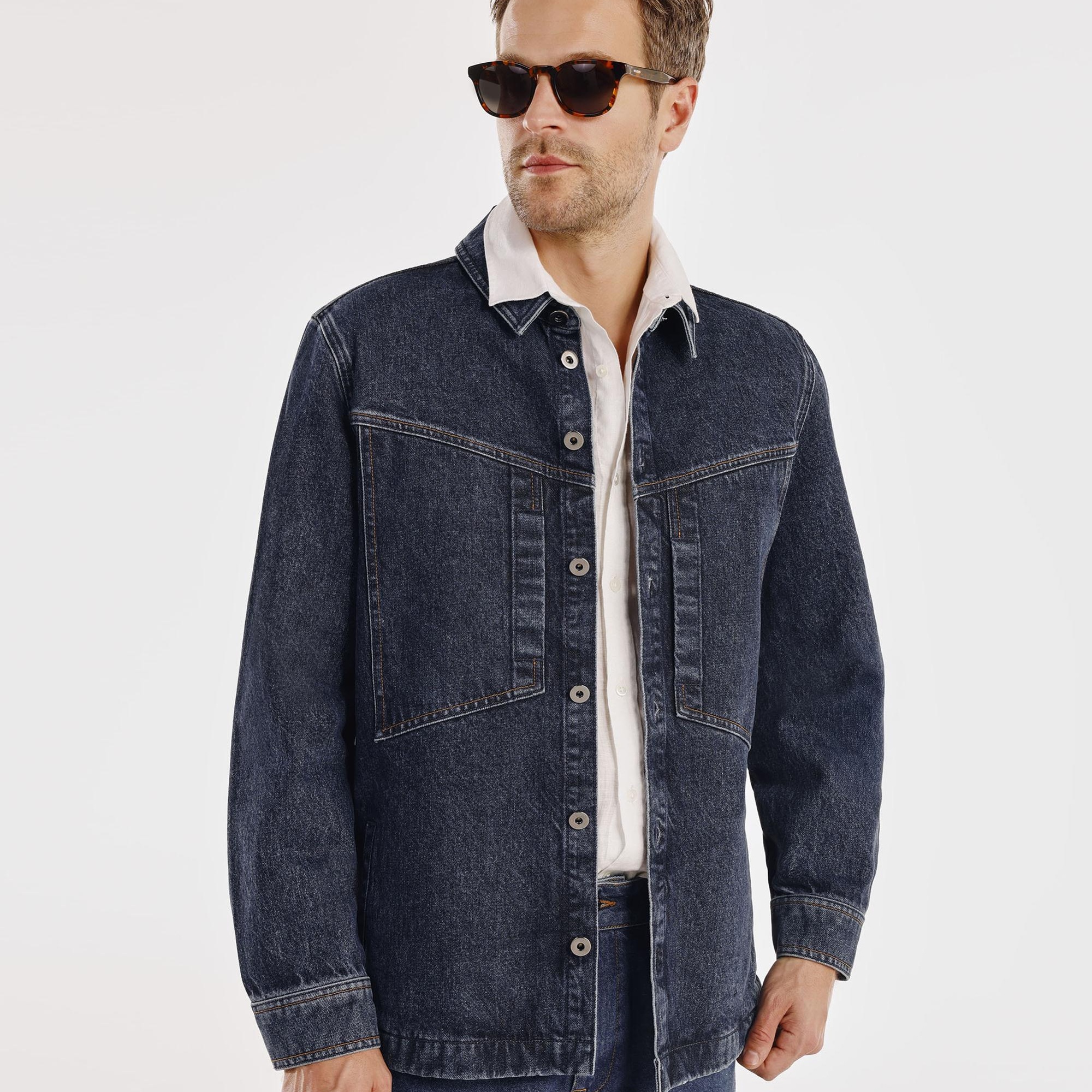 Dikiş Detaylı Denim Ceket