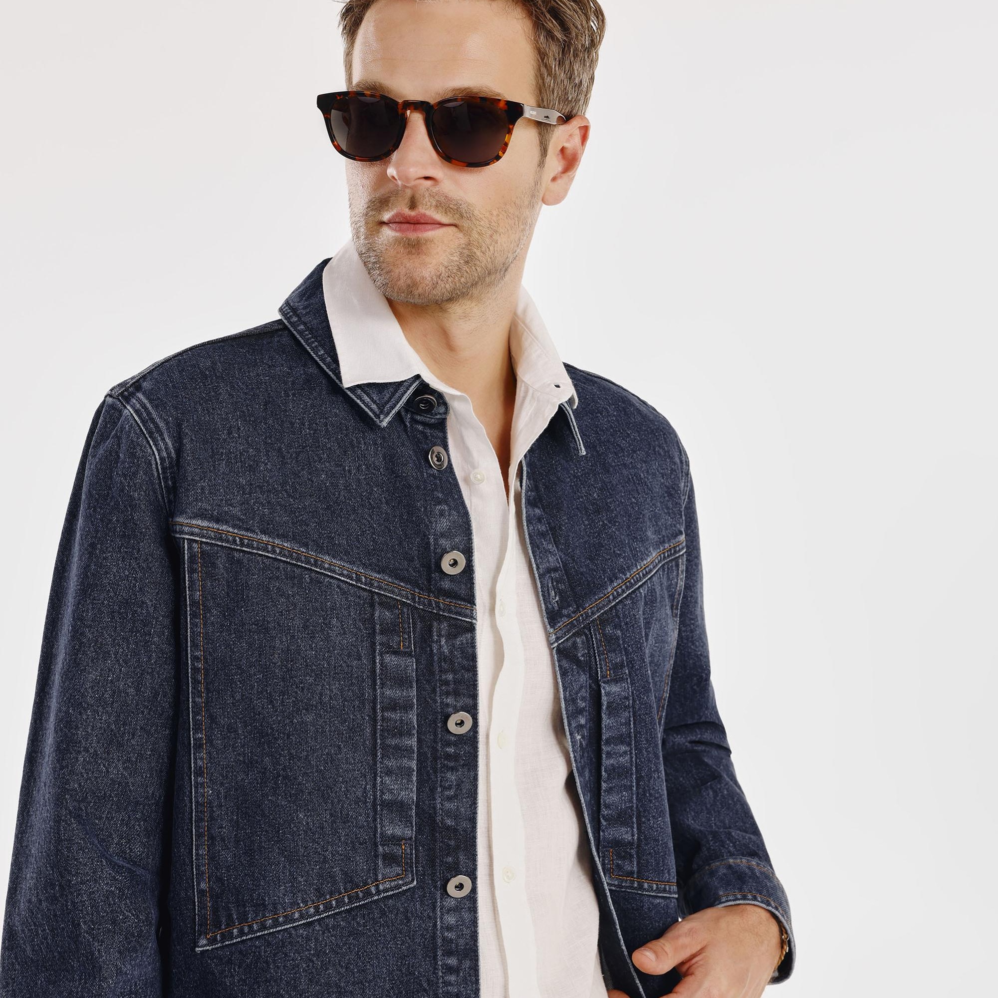 Dikiş Detaylı Denim Ceket