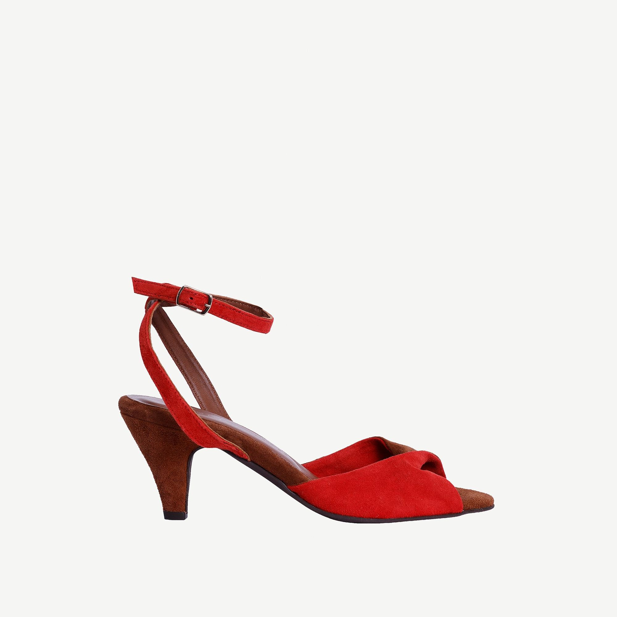 YARGICI Çapraz Renk Detaylı Deri Topuklu Ayakkabı