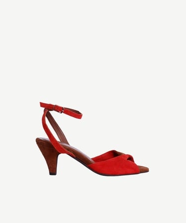  YARGICI Çapraz Renk Detaylı Deri Topuklu Ayakkabı