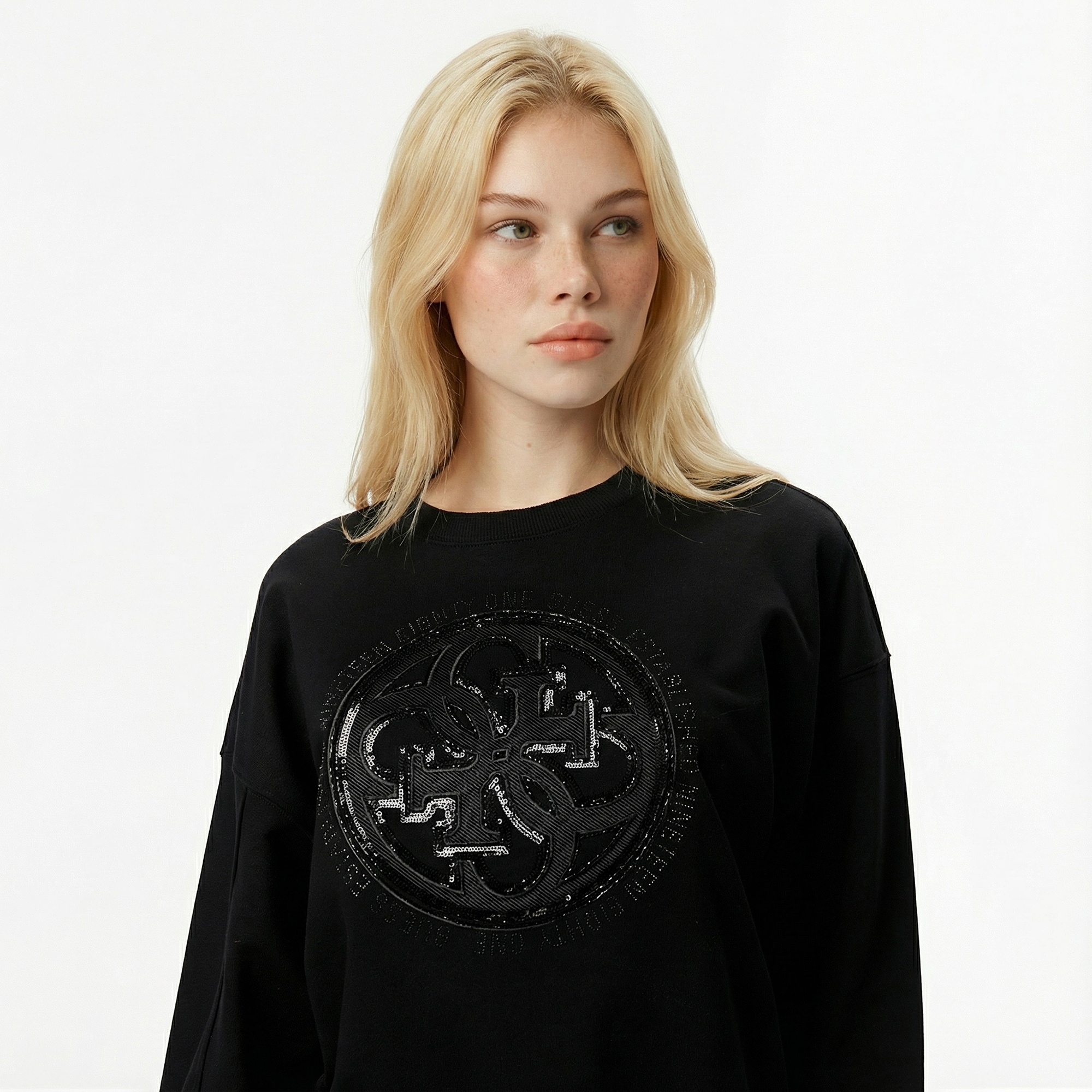 Guess Hotfix Kadın Siyah Sweatshirt