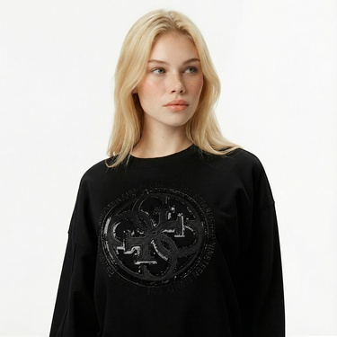  Guess Hotfix Kadın Siyah Sweatshirt