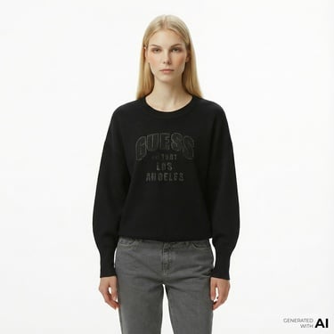  Guess Leighton Kadın Siyah Sweatshirt