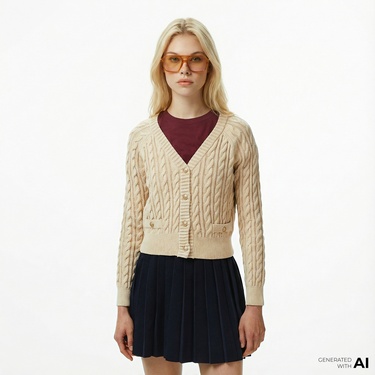  Guess Giselle Kadın Krem Rengi Hırka