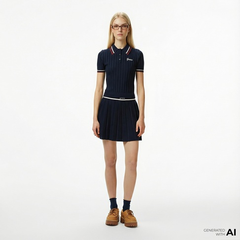  Guess Sabina A Kesim Yün Karışımlı Kadın Lacivert Etek