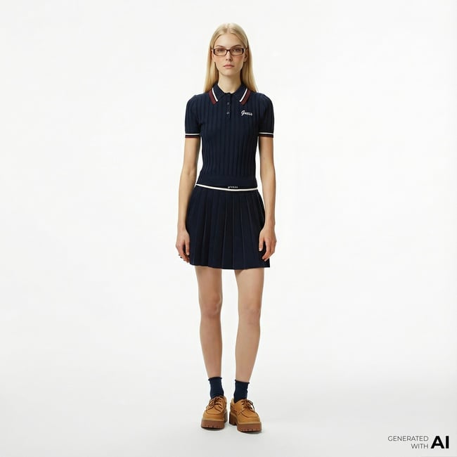  Guess Sabina A Kesim Yün Karışımlı Kadın Lacivert Etek