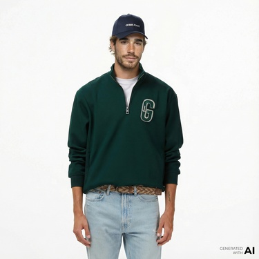  Guess Harris Erkek Yeşil Sweatshirt