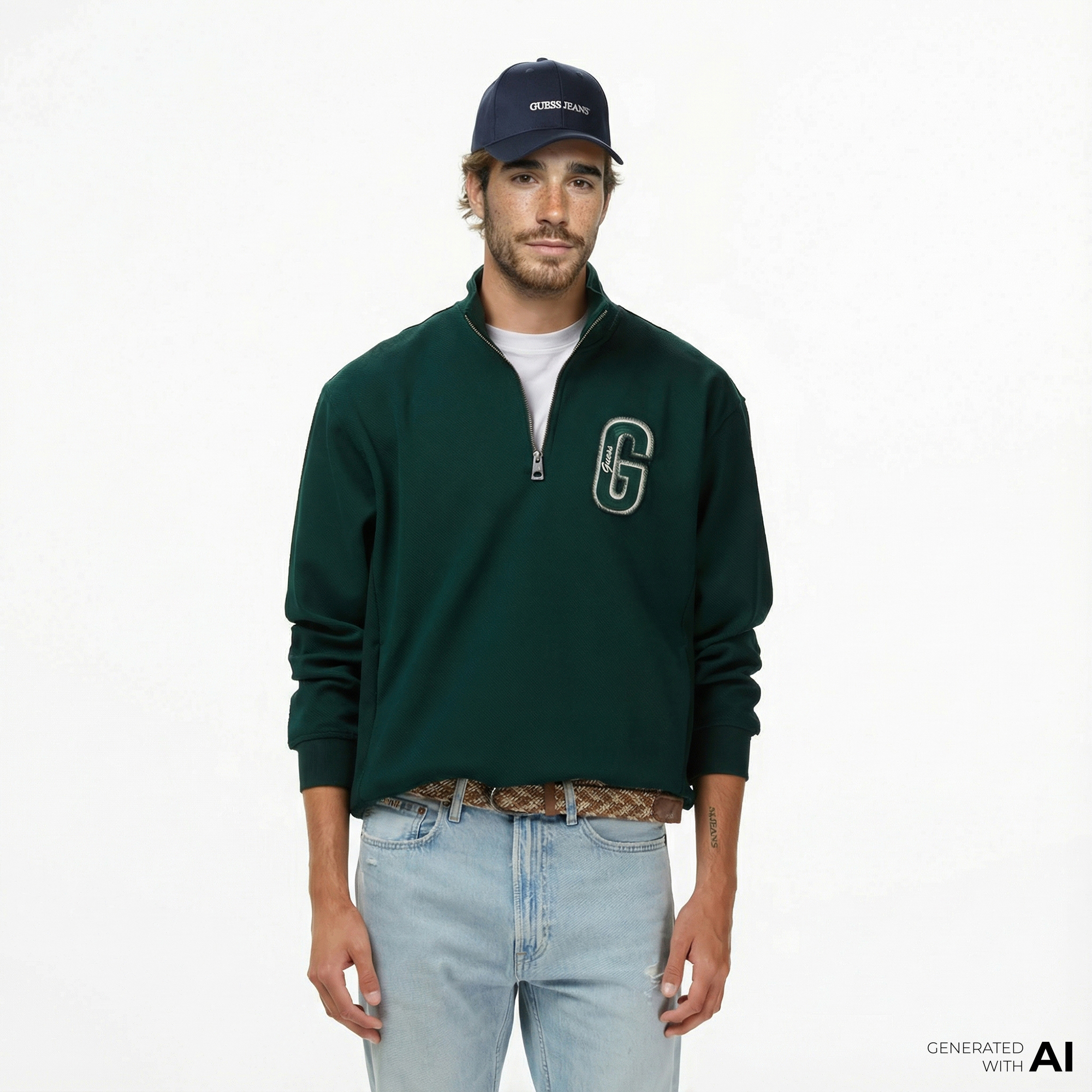  Guess Harris Erkek Yeşil Sweatshirt