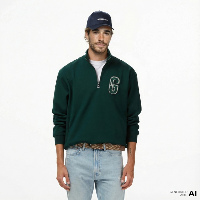  Guess Harris Erkek Yeşil Sweatshirt