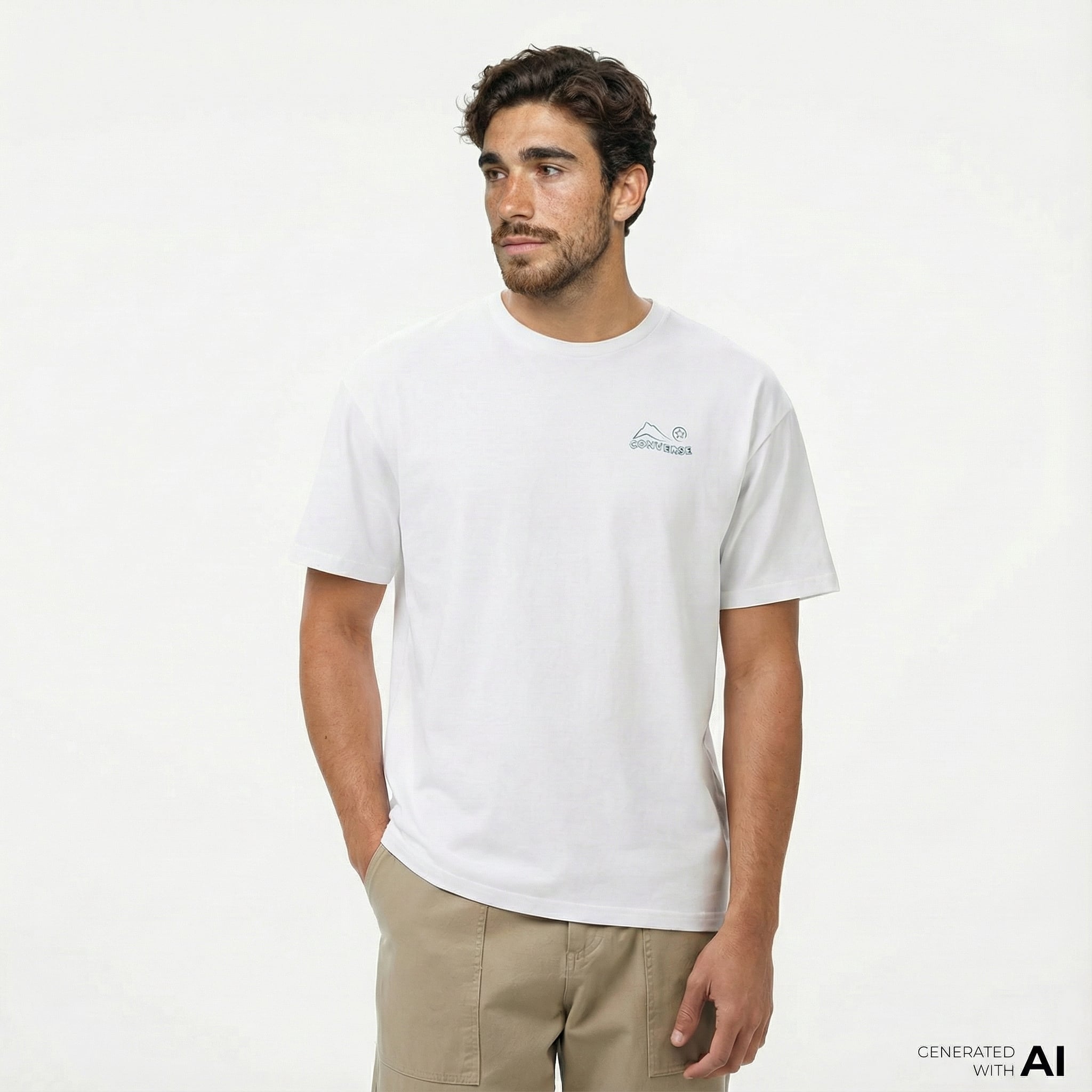  Converse Erkek Baskılı Beyaz T-Shirt