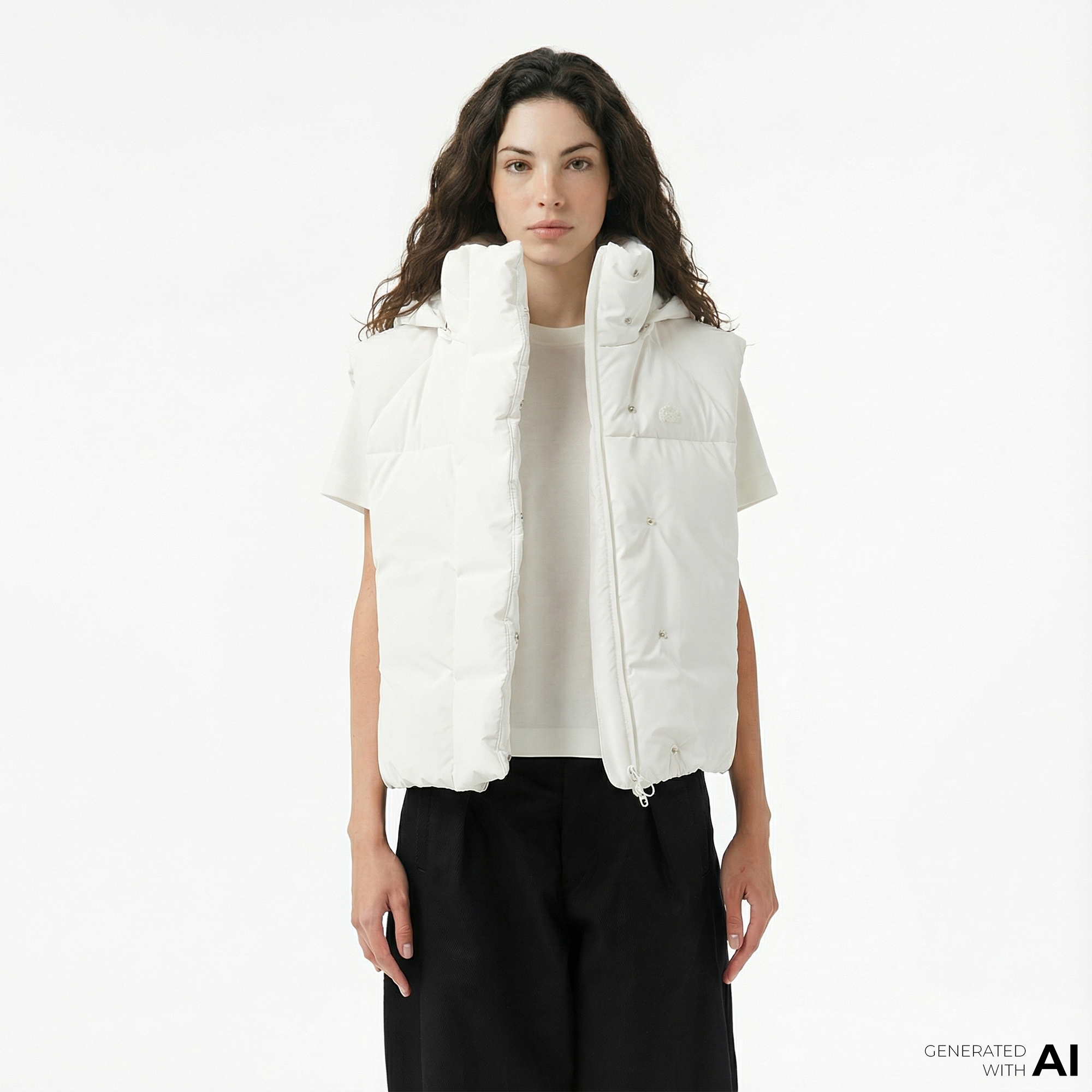  Lacoste Kadın Kapüşonlu Beyaz Yelek