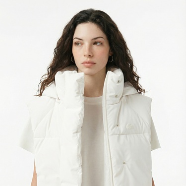  Lacoste Kadın Kapüşonlu Beyaz Yelek