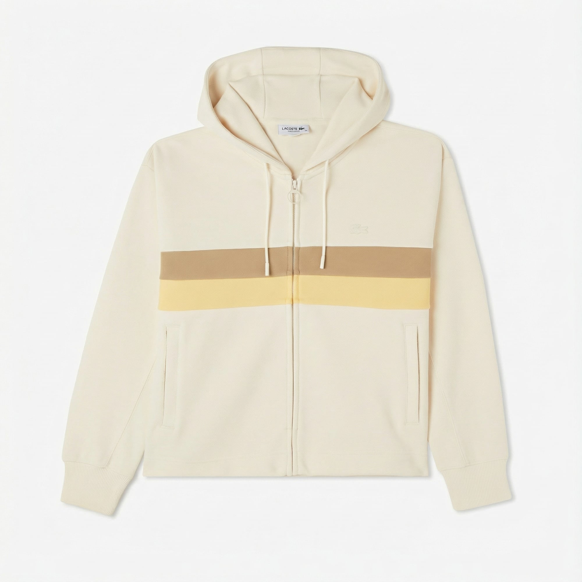 Lacoste Kadın Relaxed Fit Kapüşonlu Renk Bloklu Krem Sweatshirt