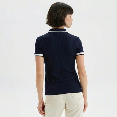  Nautica Kadın Lacivert Regular Fit Çizgili Polo