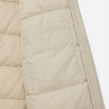  Lacoste Kadın Relaxed Fit Kapüşonlu Krem Şişme Mont