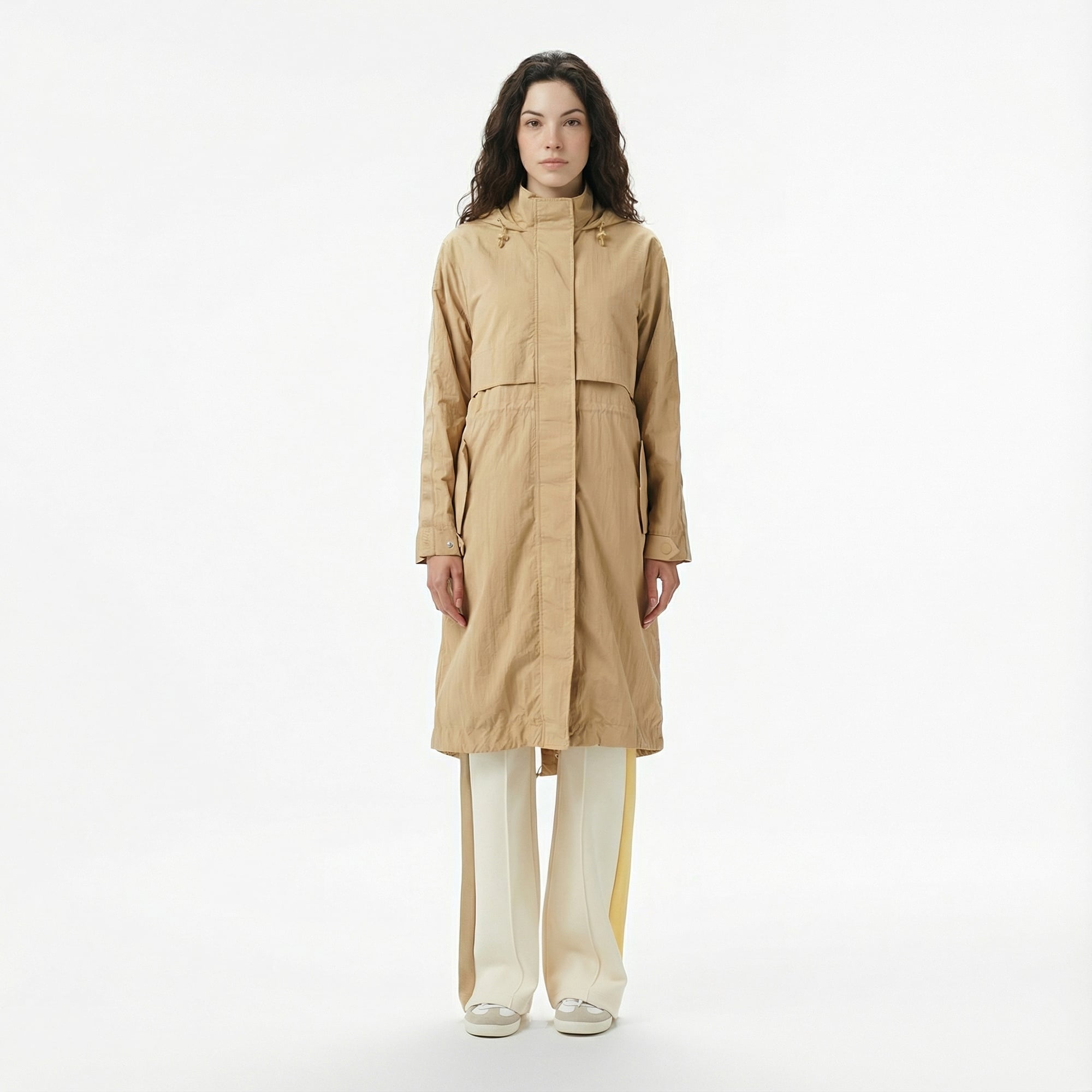 Lacoste Kadın Kapüşonlu Bej Mont